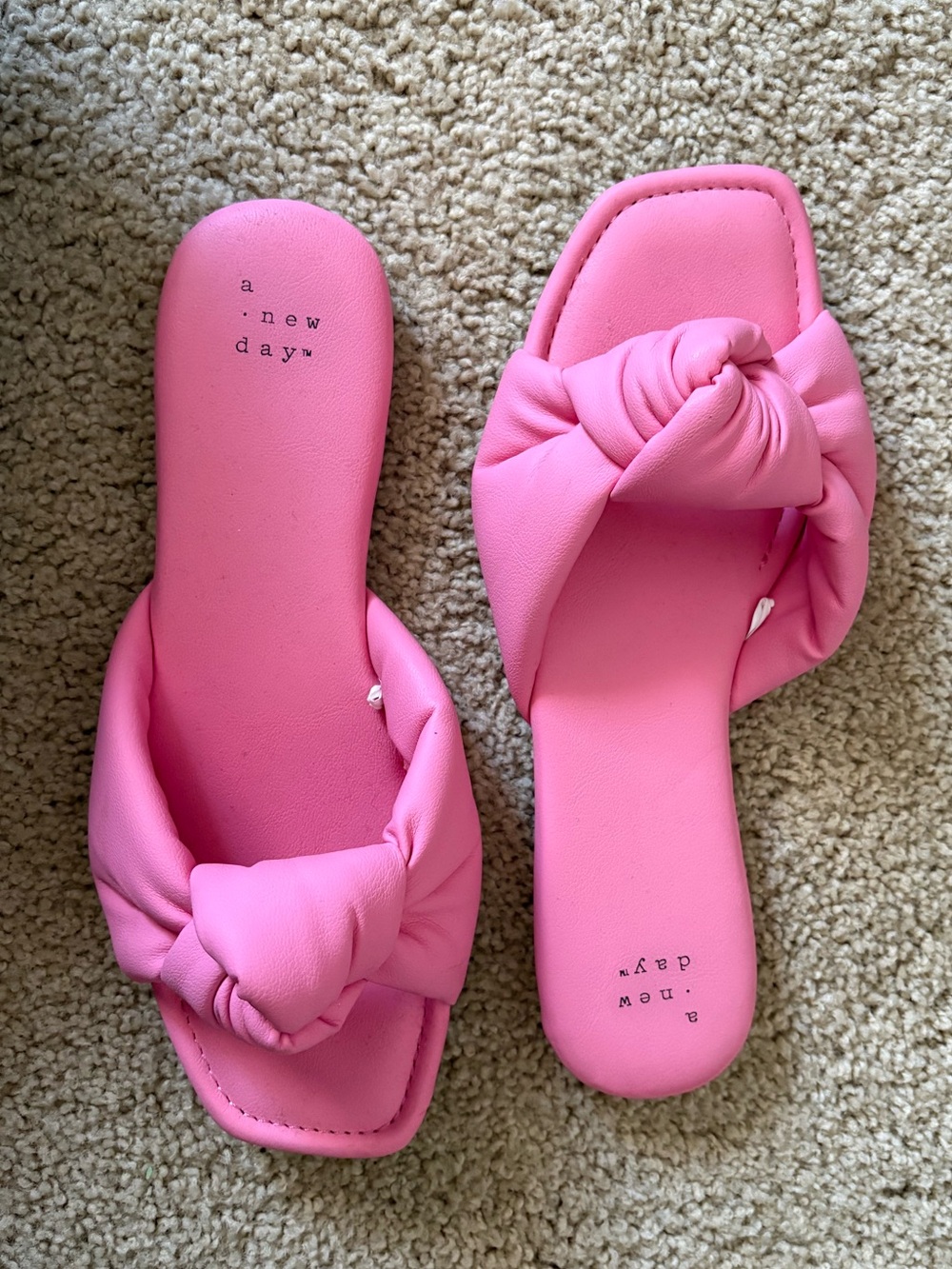 a new day Bright Pink Knotted Slide Sandals